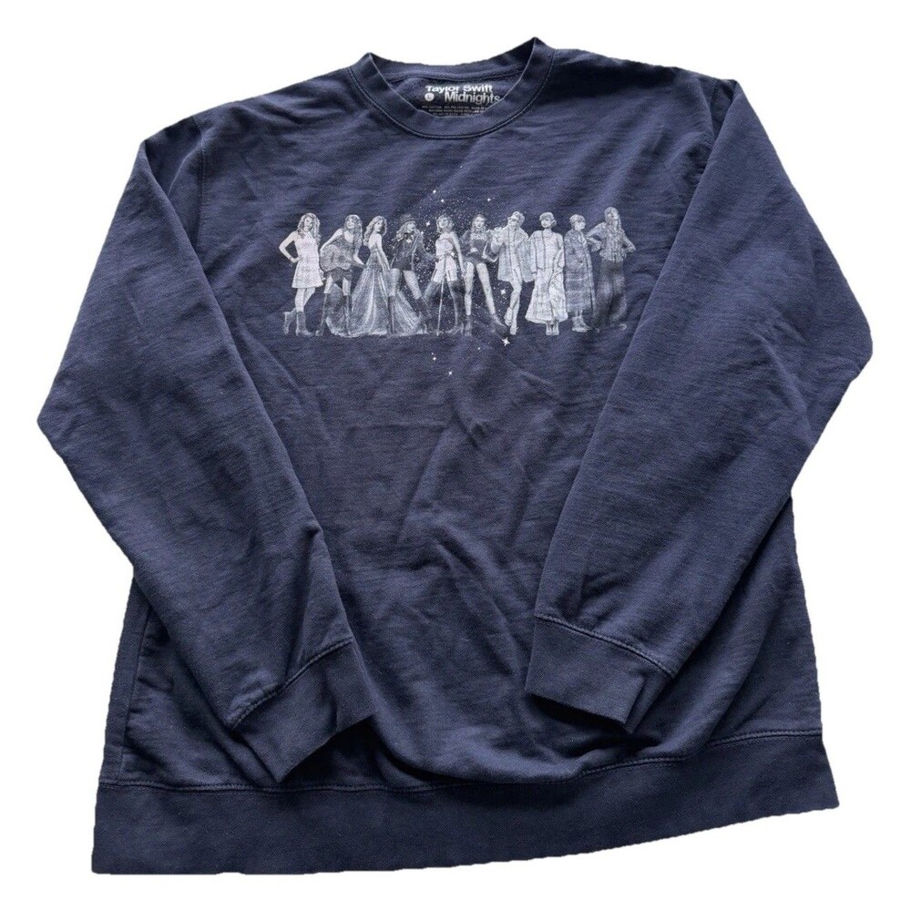 Taylor Swift MIDNIGHTS Sweatshirt Women’s Large Blue Crewneck Official Merch